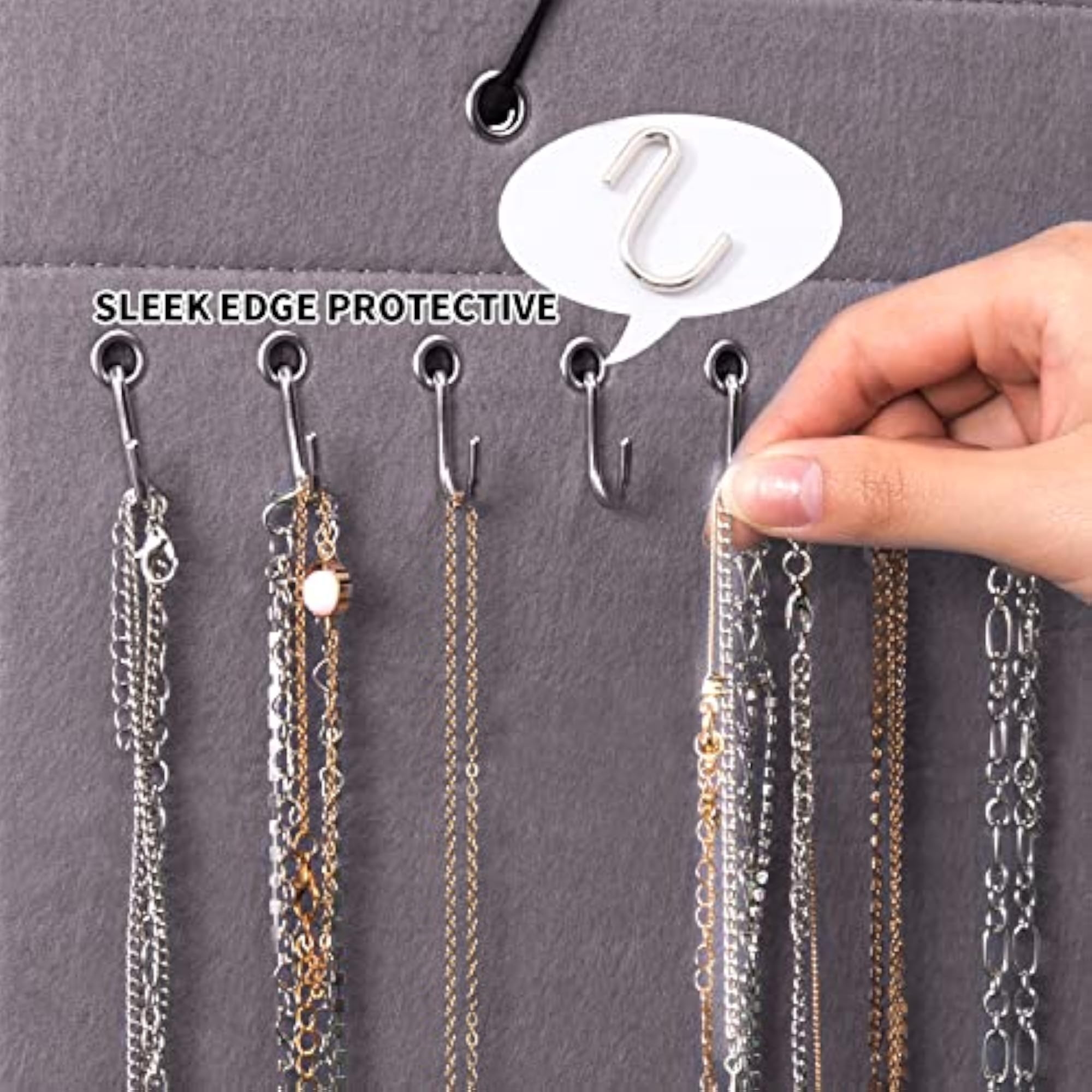 Wall Mounted Jewelry Organizer with 24 Hooks, Elegant Storage Solution